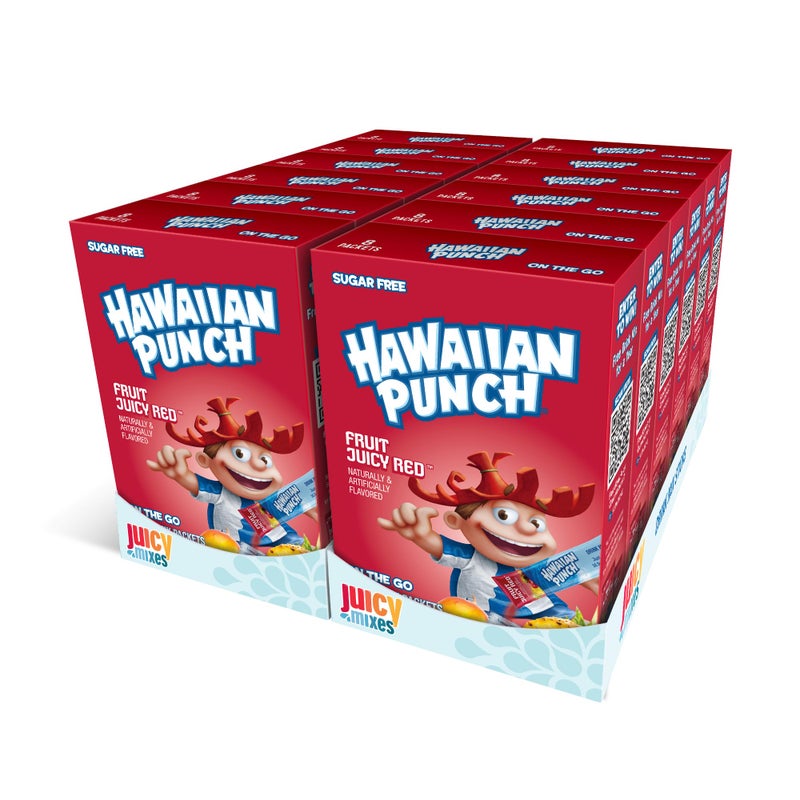 Juicy Mixes Hawaiian Punch Powder Drink Mix - Sugar Free & Delicious, Excellent source of Vitamin C (Fruit Juicy Red, 96 Sticks) - Image 1